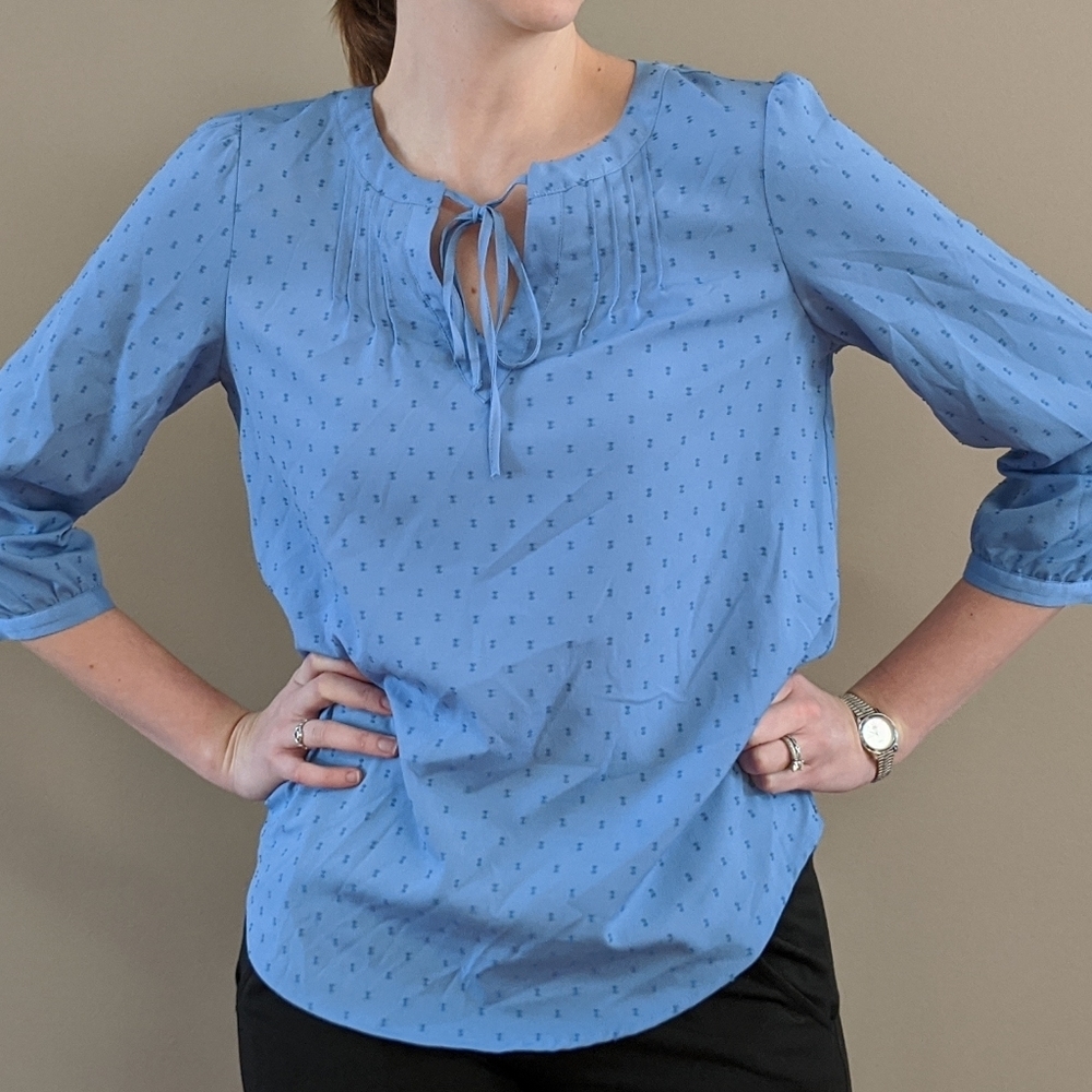 Elle tie front 3/4 sleeve blouse - Picture 2 of 8